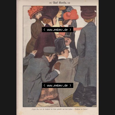 Der wahre Jacob Satire 1908, Heft 569, Seite 5804, Auf Kursu. Hier befindet sich eine von 16 Seiten der Satire-Zeitschrift Der Wahre Jacob im online Katalog und online Datenbank... Sammlung