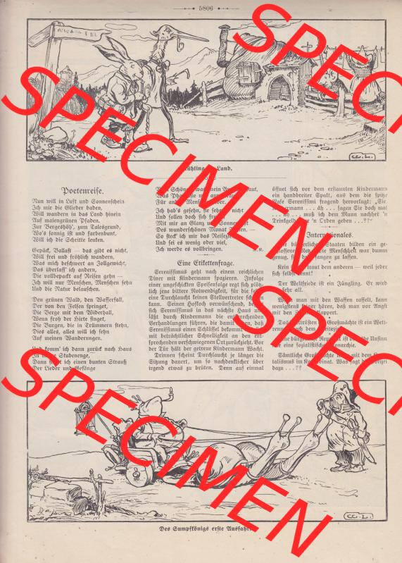 Der wahre Jacob Satire 1908, Heft 569, Seite 5806, Frühling im Land. Hier befindet sich eine von 16 Seiten der Satire-Zeitschrift Der Wahre Jacob im online Katalog und online... Sammlung