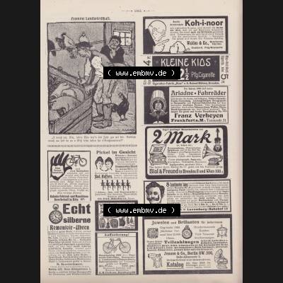 Der wahre Jacob Satire 1908, Heft 572, Seite 5861, Fromme Landwirtschaft, und Werbung im Jacob. Hier befindet sich eine von 16 Seiten der Satire-Zeitschrift Der Wahre Jacob... Sammlung
