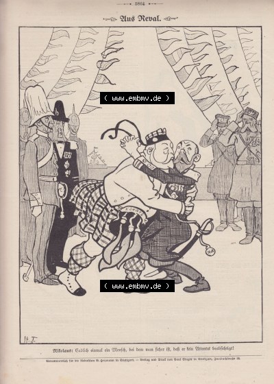 Heft 572, Seite 5864, Aus Reval, Satirische Zeichnung, Der Wahre Jacob 1908 Nr. 572 Sammlung