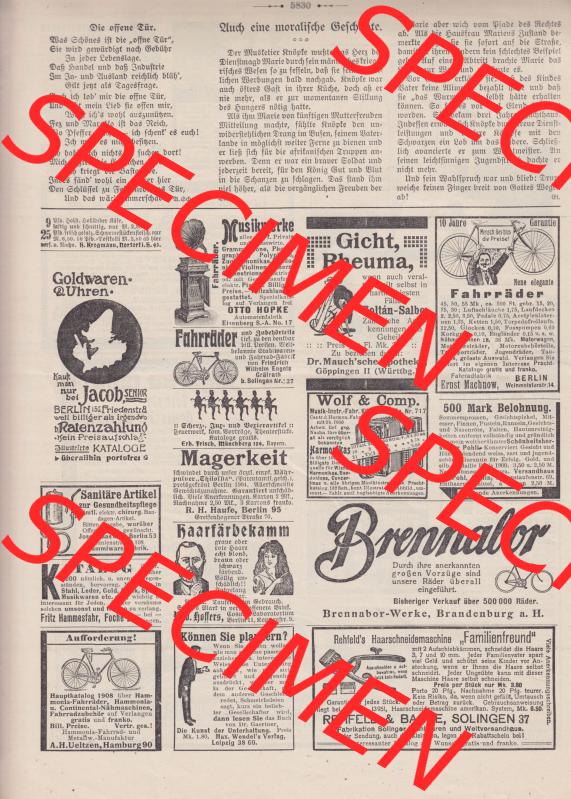 Der wahre Jacob Satire 1908, Heft 570, Seite 5830, Die offene Tür, Auch eine moralische Geschichte. Hier befindet sich eine von 16 Seiten der Satire-Zeitschrift Der... Sammlung
