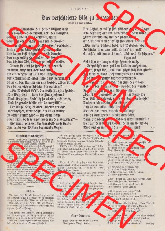 Der wahre Jacob Satire 1908, Heft 574, Satire Seite 5878, Das verschleierte Bild zu Nordernen. Zum Thema Deutsches Kaiserreich nach 20 Jahren Regierung. Hier befindet sich... Sammlung