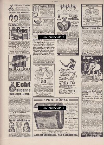 Heft 575, Satire Seite 5902, Werbung im wahren Jacob, Deutsches Kaiserreich Satire, Der Wahre Jacob Sammlung