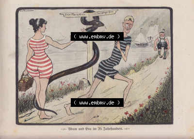 Heft 575, Satire Seite 5892, Adam und Eva im 20. Jahrhundert, Deutsches Kaiserreich Satire, Der Wahre Jacob Sammlung