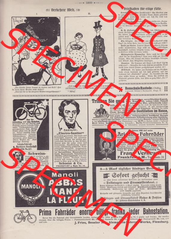 Der wahre Jacob Satire 1908, Heft 575, Satire Seite 5900, Verkehrte Welt, Briefkasten im Wahren Jacob. Zum Thema Deutsches Kaiserreich Satire. Hier befindet sich eine... Sammlung