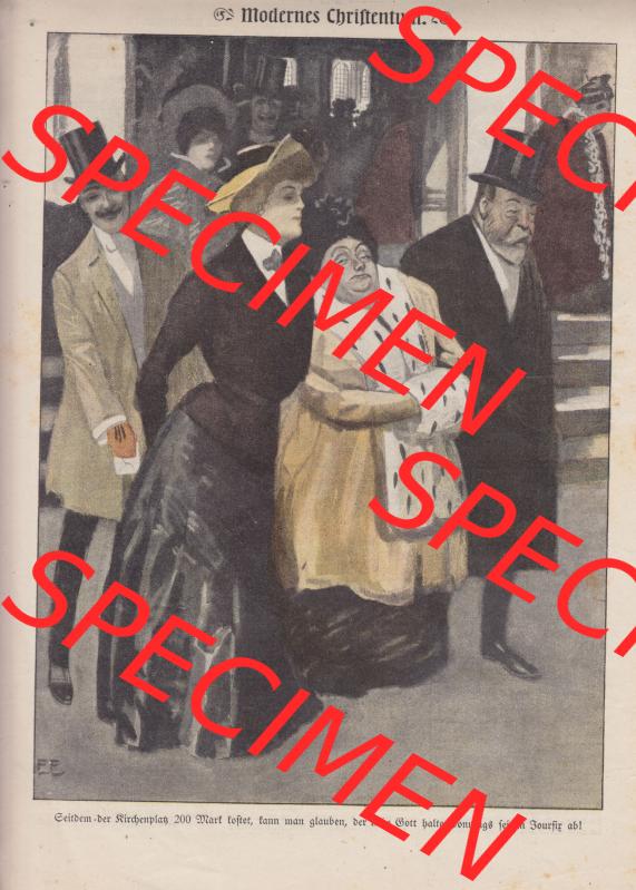 Der wahre Jacob Satire 1908, Heft 574, Satire Seite 5880, Modernes Christentum im Kaiserreich. Zum Thema Deutsches Kaiserreich nach 20 Jahren Regierung. Hier befindet sich... Sammlung