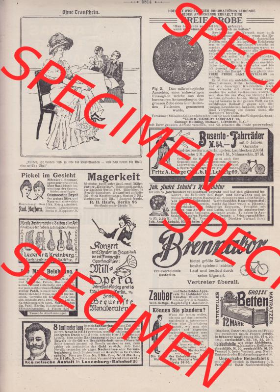 Der wahre Jacob Satire 1908, Heft 569, Seite 5814, Ohne Trauschein. Hier befindet sich eine von 16 Seiten der Satire-Zeitschrift Der Wahre Jacob im online Katalog und online Datenbank... Sammlung