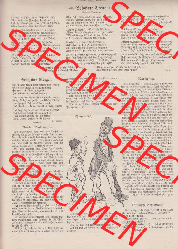 Der wahre Jacob Satire 1908, Heft 570, Seite 5823, Belohnte Treue, Moderne Romanze. Hier befindet sich eine von 16 Seiten der Satire-Zeitschrift Der Wahre Jacob im online... Sammlung