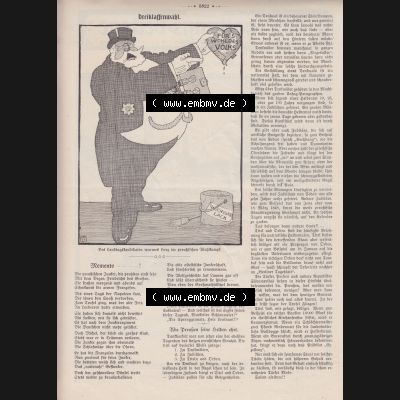 Der wahre Jacob Satire 1908, Heft 570, Seite 5822, Dreiklassenwahl. Hier befindet sich eine von 16 Seiten der Satire-Zeitschrift Der Wahre Jacob im online Katalog und online Datenbank... Sammlung