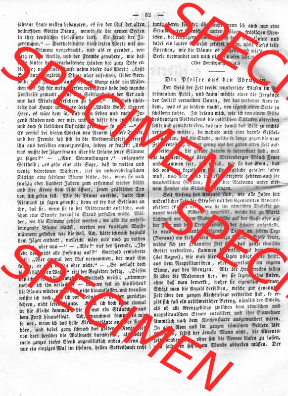 Morgenblatt 1832, Mittwoch, 25 Januar, Nr. 21, Seite 82, Die Pfeifer aus dem Ubrussen. Das Digitale Bild / Foto der relativ wertvollen „Morgenblatt... Sammlung
