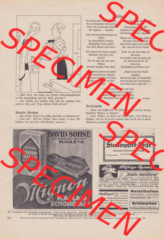 Meggendorfer-Blätter 1923, Nr. 1690, vom 17. Mai 1923, Seite 84b, Jubiläum, Starker Konsum, David Söhne Aktiengesellschaft. Die Digitalen... Sammlung