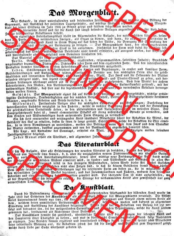Morgenblatt für gebildete Leser 1845, Seite 2. Juni, Inhalt der Morgenblatt für Juni 1845. Das Digitale Bild / Foto einer Einzelseite der relativ wertvollen „Morgenblatt... Sammlung