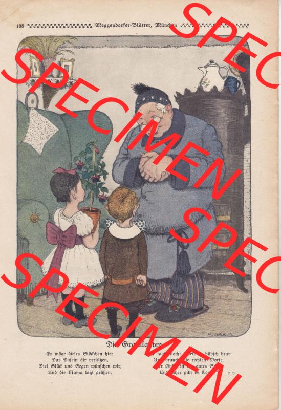 Meggendorfer-Blätter 1917, Nr. 1403, vom 15. November 1917 Seite 108, Die Gratulanten, Schluss-Blat. Das Digitale Bild / Foto der relativ wertvollen... Sammlung