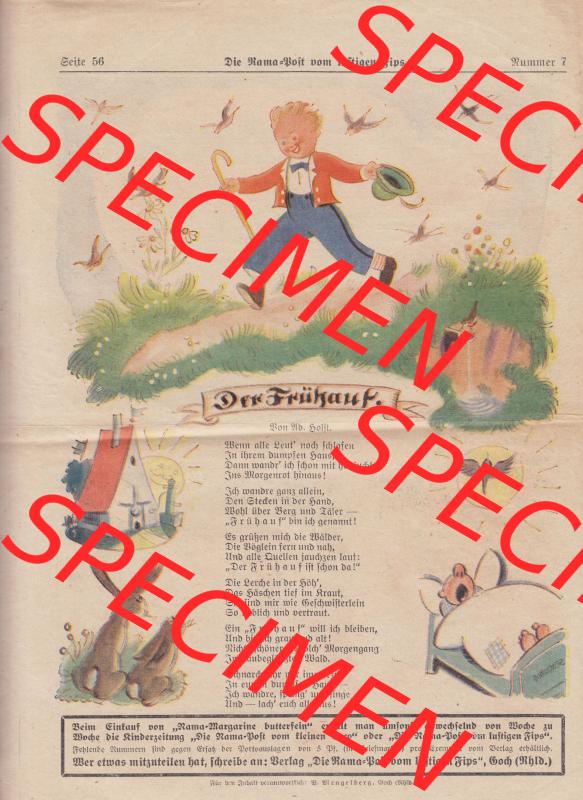 Die Rama-Post vom lustigen Fips, 1929, 1930, 5. Jahrgang, Nr. 7, Seite 56, Der Frühauf. Die Digitalen JPG-Bilder der digitalisierten Zeitschrift... Sammlung