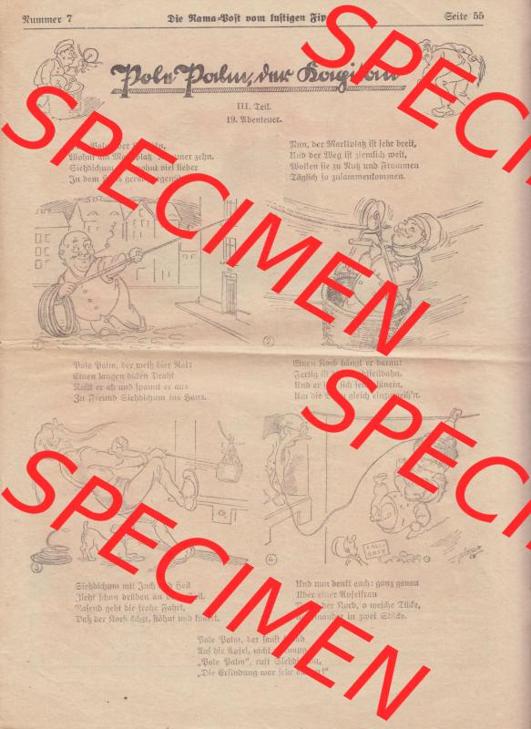 Die Rama-Post vom lustigen Fips, 1929, 1930, 5. Jahrgang, Nr. 7, Seite 55, Poln-Pohn, von Horigtöm. Die Digitalen JPG-Bilder der digitalisierten... Sammlung
