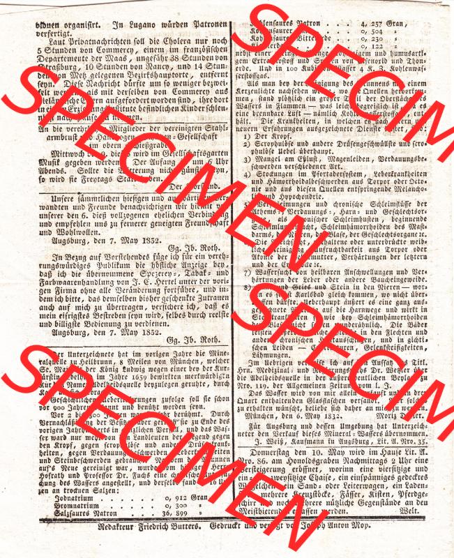 Augsburg 1832, 9. November 1832 Nro. 128. Augsburger Ordinari-Postzeitung (4) Sammlung