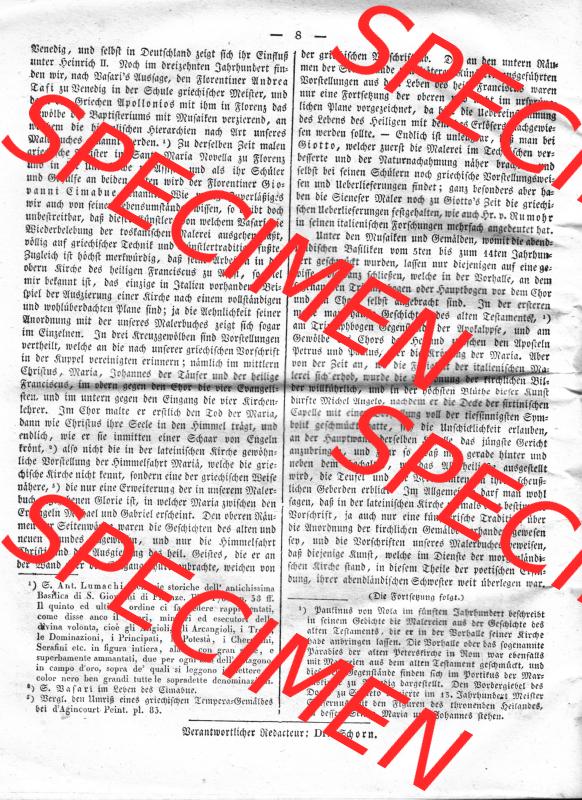 Morgenblatt 1832, 5 Januar, Nr. 2, Seite 8, Kunst, Nachricht über ein neugriechisches Malerbuch. Das Digitale Bild / Foto der relativ wertvollen „Morgenblatt... Sammlung