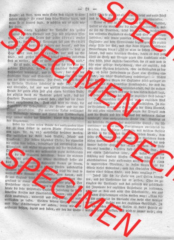 Morgenblatt 1832, Freitag 27 Januar, Nr. 10, Seite 39, Literatur-Blatt mit Länder und Völkerkunde. Das Digitale Bild / Foto der relativ wertvollen „Morgenblatt... Sammlung