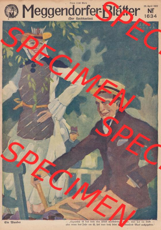 Meggendorfer-Blätter 1922, Nr. 1634, vom 20 April 1922, Seite 33, Der Guckkasten, Titel-Blatt. Das Digitale Bild / Foto der relativ wertvollen „Meggendorfer-Blätter“... Sammlung