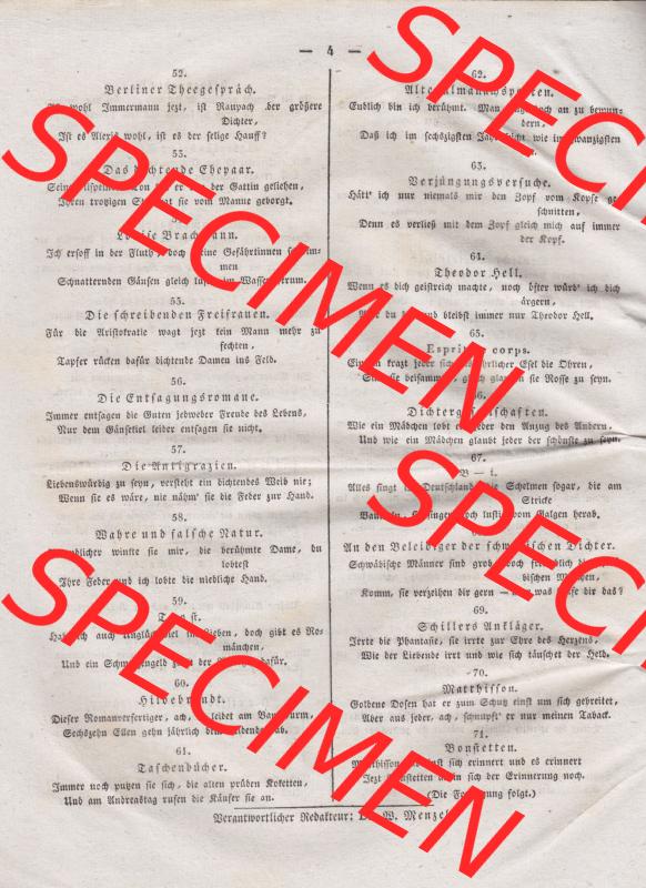 Morgenblatt 1832, 2 Januar, Nr 1, Seite 4, Literatur-Blatt. Das Digitale Bild / Foto der relativ wertvollen „Morgenblatt für gebildete Stände“-Zeitschrift... Sammlung