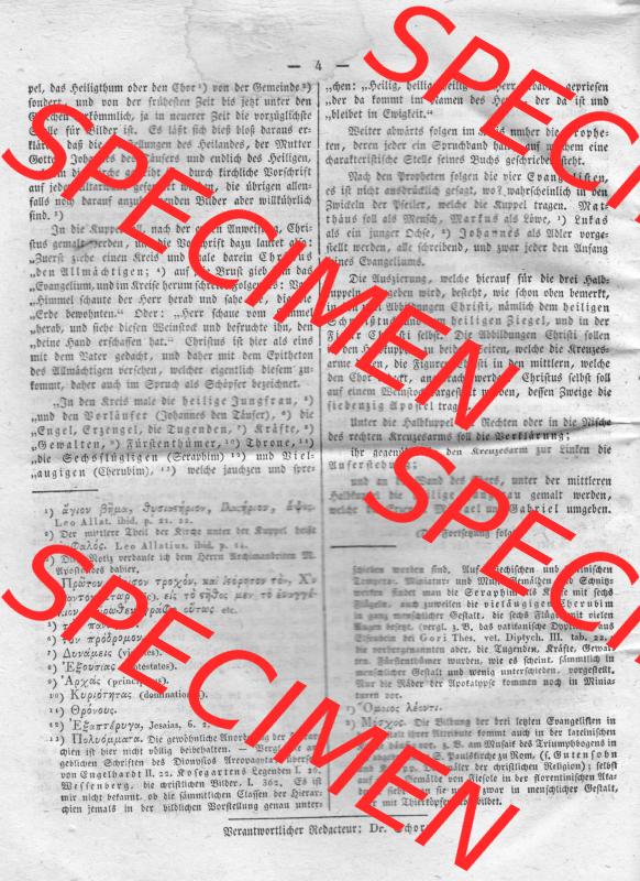 Morgenblatt 1832, 3 Januar, Nr. 1, Seite 4, Kunst-Blatt. Das Digitale Bild / Foto der relativ wertvollen „Morgenblatt für gebildete Stände“-Zeitschrift... Sammlung