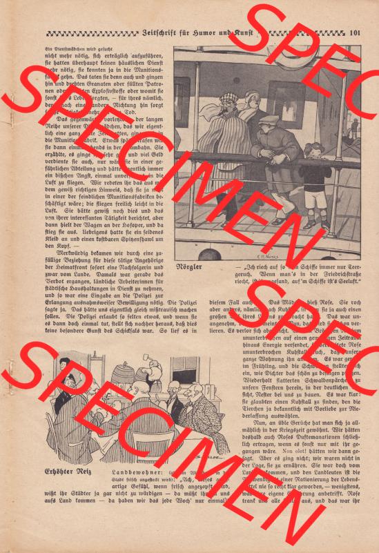 Meggendorfer-Blätter 1919, Nr. 1442, vom 15. August 1919 Seite 101, Nörgler und Erhöhter Reiz. Die Digitalen JPG-Bilder der digitalisierten Zeitschrift... Sammlung
