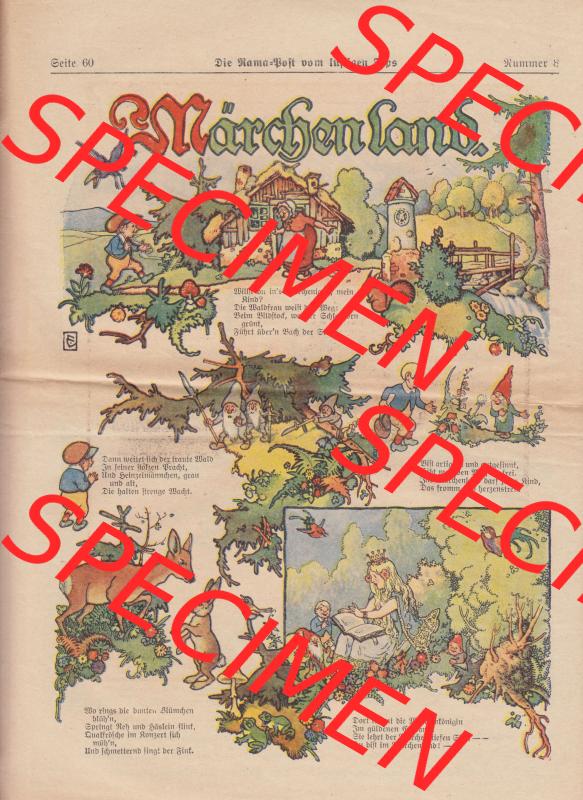 Die Rama-Post vom lustigen Fips, 1929, 1930, 5. Jahrgang, Nr. 8, Seite 60, Märchenland. Das Digitale Bild / Foto der Die Rama-Post Zeitschrift... Sammlung