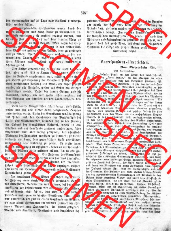 Morgenblatt für gebildete Leser 1845, Dienstag, 3. Juni, Nr. 132, Seite 527, Erinnerungen aus den Kriegsjahren 1812-1815 und Korrespondenz Nachrichten,... Sammlung