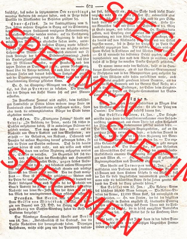 Augsburg 1832, 171, Dienstag 19. Juni, Augsburger Abendzeitung Seite 678. Die Digitalen JPG-Bilder der digitalisierten Augsburger Zeitung können heruntergeladen werden. Sammlung