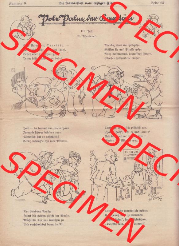 Die Rama-Post vom lustigen Fips, 1929, 1930, 5. Jahrgang, Nr. 8, Seite 63, Comic, III. Teil, 20. Abenteuer. Das Digitale... Sammlung