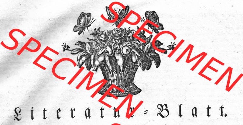 Morgenblatt 1832, Montag 23 Januar, Nr. 9, Seite 33, Literatur-Blatt Titel-Grafik mit Blumen und Schmetterlinge. Das Digitale Bild / Foto der relativ wertvollen... Sammlung