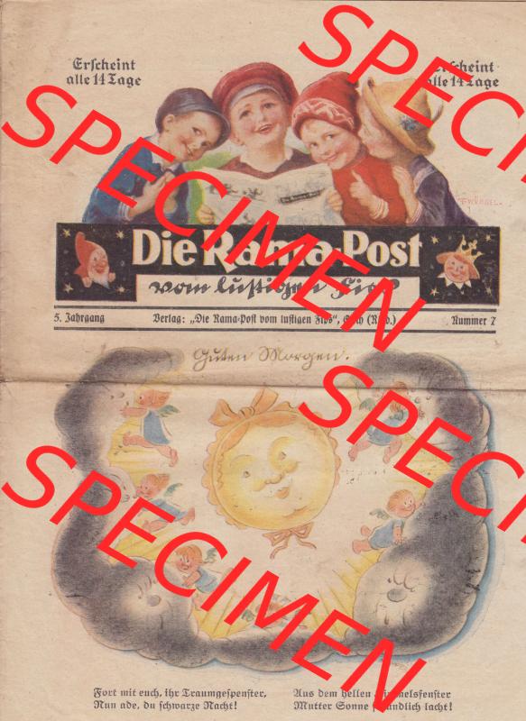 Die Rama-Post vom lustigen Fips, 1929, 1930, 5. Jahrgang, Nr. 7, Seite 49, Guten Morgen-Zeichnung. Die Digitalen JPG-Bilder der digitalisierten... Sammlung