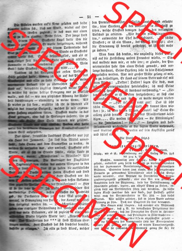 Morgenblatt 1832, Dienstag, 10 Januar, Nr. 8, Seite 31, Korrespondenz Nachrichten. Das Digitale Bild / Foto der relativ wertvollen „Morgenblatt für... Sammlung