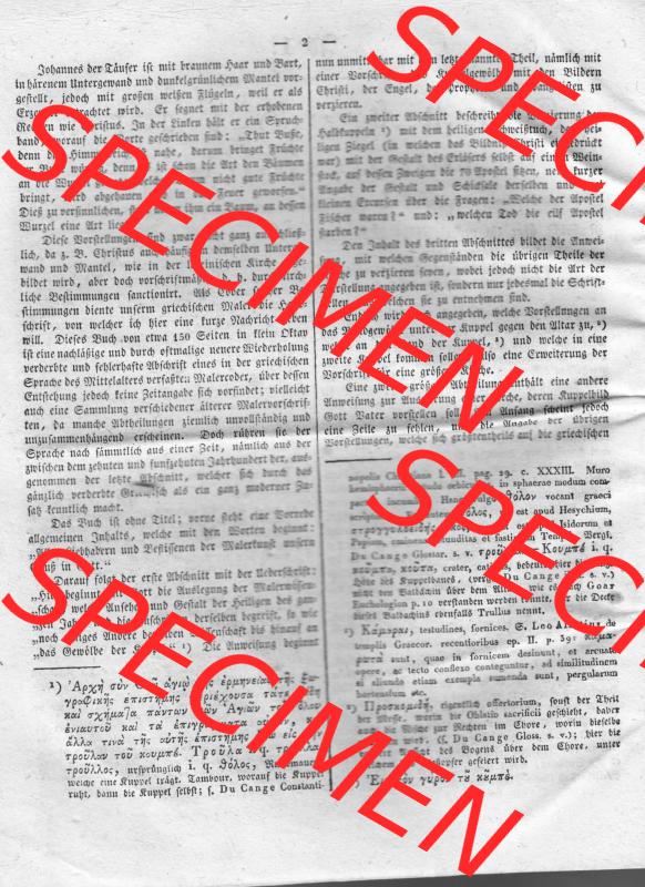 Morgenblatt 1832, 3 Januar, Nr. 1, Seite 2, Kunst-Blatt. Das Digitale Bild / Foto der relativ wertvollen „Morgenblatt für gebildete Stände“-Zeitschrift... Sammlung