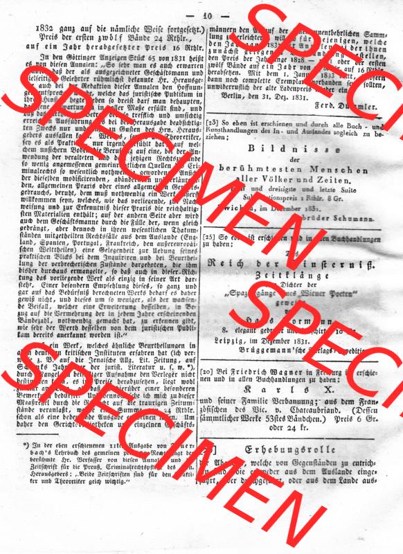 Morgenblatt 1832, Sonnabend 28 Januar, Nr. 5, Seite 10, Intelligenz-Blatt, Die Wirkung von Arzneimittel und Gifte. Das Digitale Bild / Foto der relativ wertvollen... Sammlung