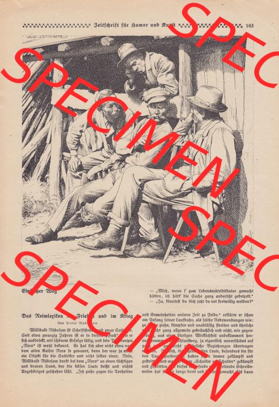Meggendorfer-Blätter 1917, Nr. 1403, vom 15. November 1917 Seite 103, Bei den Bauern, Einfacher Weg. Das Digitale Bild / Foto der relativ wertvollen... Sammlung