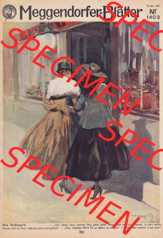 Meggendorfer-Blätter 1917, Nr. 1403, vom 15. November 1917 Seite 101, Das Verhängnis, Titel-Blatt. Das Digitale Bild / Foto der relativ wertvollen... Sammlung