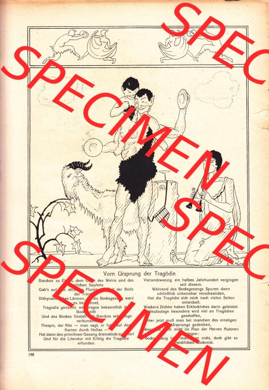 Meggendorfer-Blätter 1920, Nr. 1552, Seite 198, Vom Ursprung der Tragödie. Die Digitalen JPG-Bilder der digitalisierten Zeitschrift „Meggendorfer-Blätter“... Sammlung
