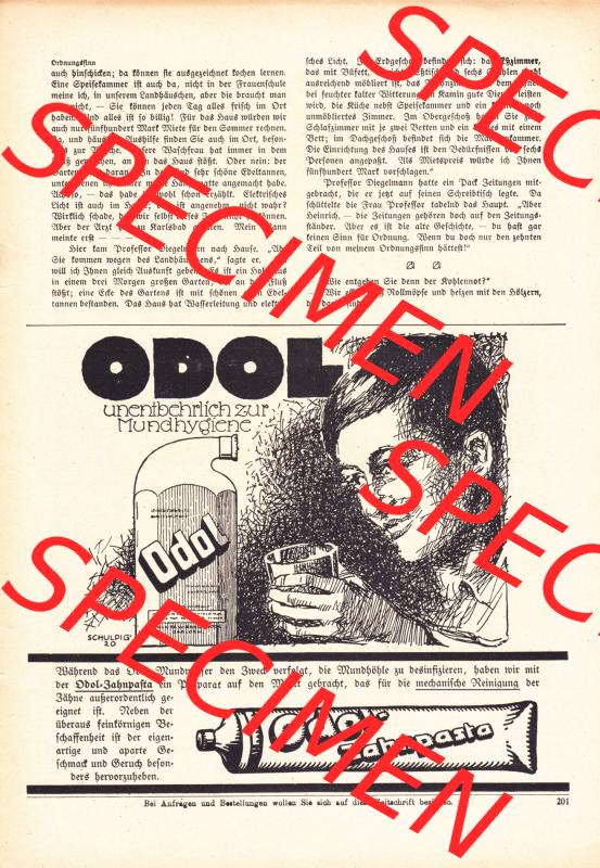 Meggendorfer-Blätter 1920, Nr. 1552, Seite 201, ODOL-Werbung, Ordnungssinn. Die Digitalen JPG-Bilder der digitalisierten Zeitschrift „Meggendorfer-Blätter“... Sammlung