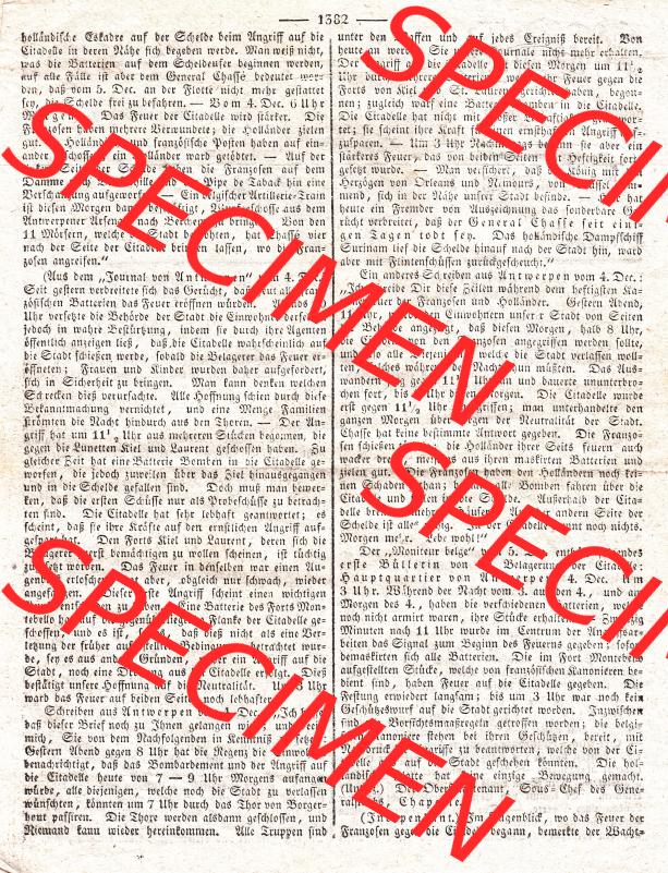 Augsburg 1832, Nro / Nr 346, Dienstag 11 Dezember, Augsburger Abendzeitung Seite 1382 (1). Die Digitalen JPG-Bilder der digitalisierten Augsburger Zeitung aus dem... Sammlung
