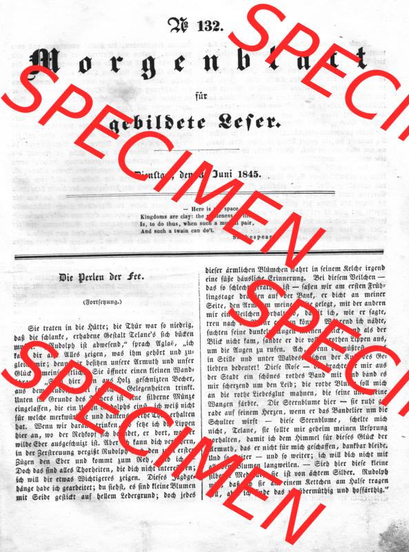 Morgenblatt für gebildete Leser 1845, Dienstag, 3. Juni, Nr. 132, Seite 525, Die Perlen der See - Fortsetzung. Das Digitale Bild / Foto einer... Sammlung