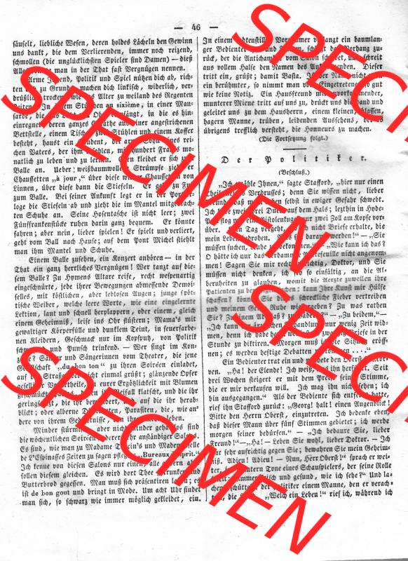 Morgenblatt 1832, Sonnabend, 14 Januar, Nr. 12, Seite 46, Lafayettes Salon. Das Digitale Bild / Foto der relativ wertvollen „Morgenblatt für gebildete... Sammlung