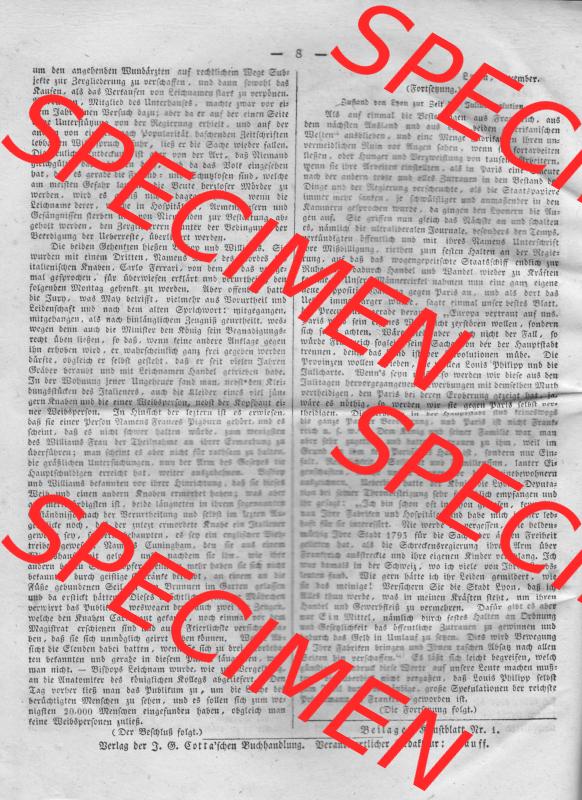 Morgenblatt 1832, 3 Januar, Nr. 2, Seite 8, Korrespondenz Nachrichten. Das Digitale Bild / Foto der relativ wertvollen „Morgenblatt für gebildete Stände“-Zeitschrift... Sammlung