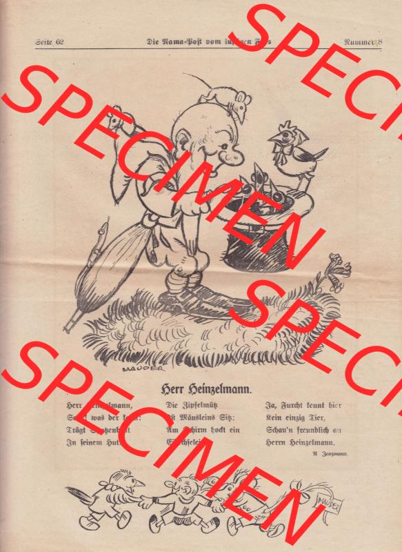 Die Rama-Post vom lustigen Fips, 1929, 1930, 5. Jahrgang, Nr. 8, Seite 62, Herr Heinzelmann. Das Digitale Bild / Foto der Die Rama-Post Zeitschrift... Sammlung