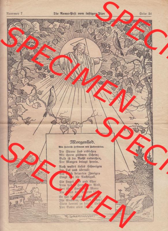 Die Rama-Post vom lustigen Fips, 1929, 1930, 5. Jahrgang, Nr. 7, Seite 51, Morgenlied. Die Digitalen JPG-Bilder der digitalisierten Zeitschrift... Sammlung