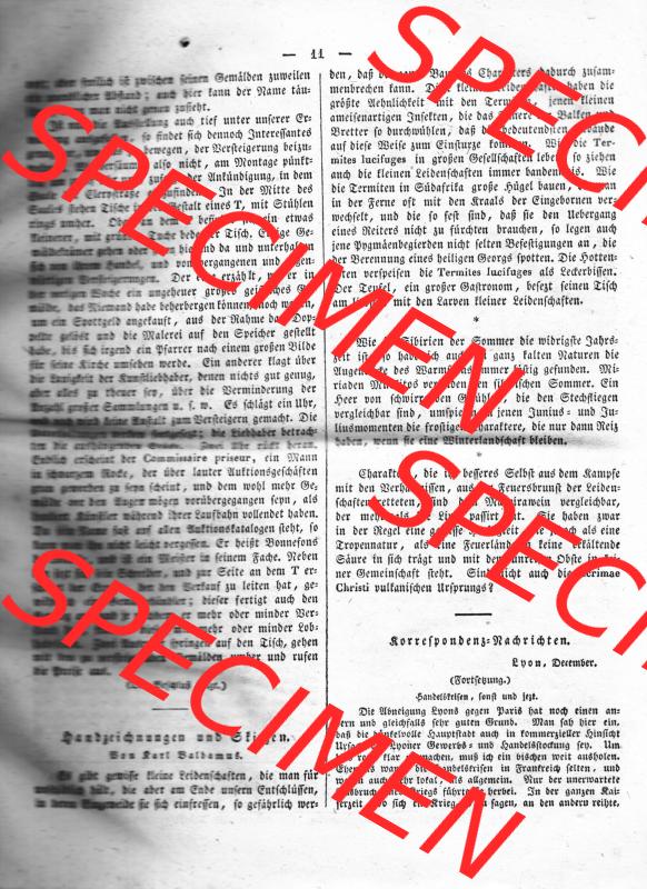 Morgenblatt 1832, 4 Januar, Nr. 3, Seite 11, Landzeichnungen nach Skizzen. Das Digitale Bild / Foto der relativ wertvollen „Morgenblatt für gebildete... Sammlung