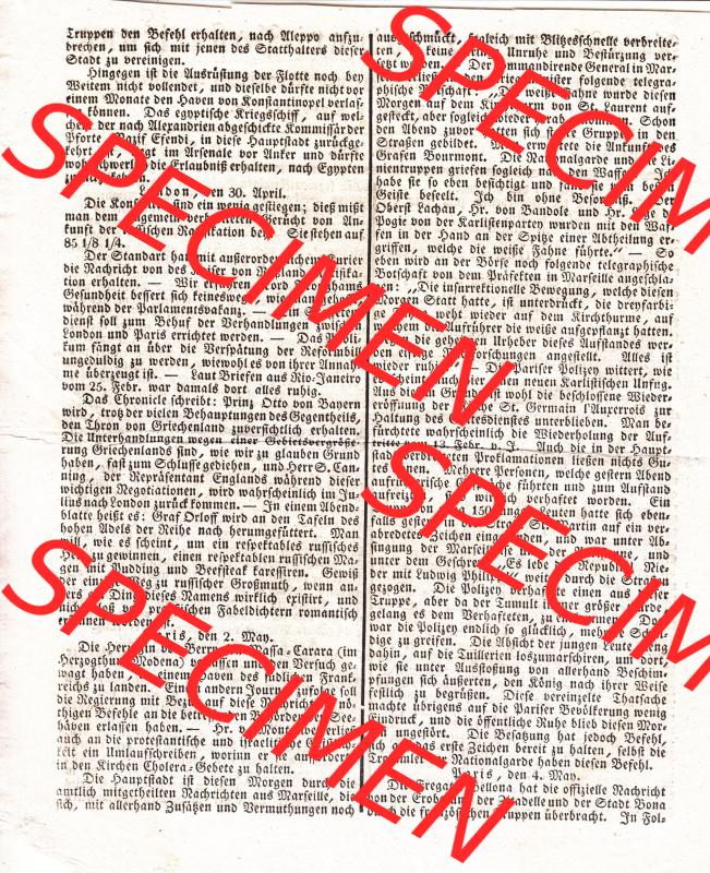 Augsburg 1832, 9. November 1832 Nro. 128. Augsburger Ordinari-Postzeitung (2) Sammlung