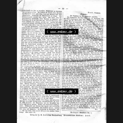 Morgenblatt 1832, Dienstag, 10 Januar, Nr. 8, Seite 32, Artikel Die Regierung den St. Simonisten gegenüber. Das Digitale Bild / Foto der relativ... Sammlung