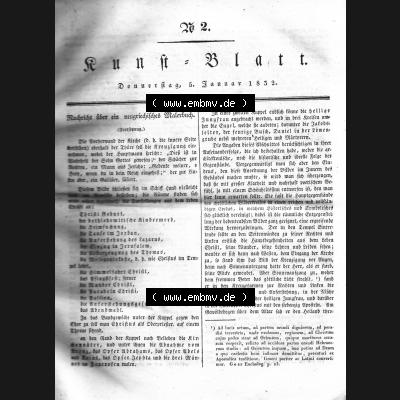Morgenblatt 1832, 5 Januar, Nr. 2, Seite 5, Kunst-Blatt, Nachricht über ein neugriechisches Malerbuch. Das Digitale Bild / Foto der relativ wertvollen... Sammlung