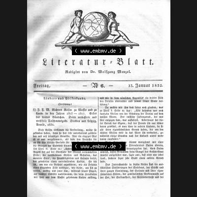 Morgenblatt 1832, Freitag, 13 Januar, Nr. 6, Seite 21, Länder und Völkerkunde. Das Digitale Bild / Foto der relativ wertvollen „Morgenblatt... Sammlung